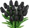 Artificial Tulip Flowers 18pcs Real Touch Faux Silk Tulip Stems for Spring Home Decor